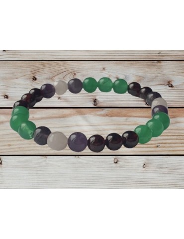 Stop Pipi Au Lit Bracelet Lithotherapie Jade vert Grenat Améthyste Quartz rose Pierre naturelle