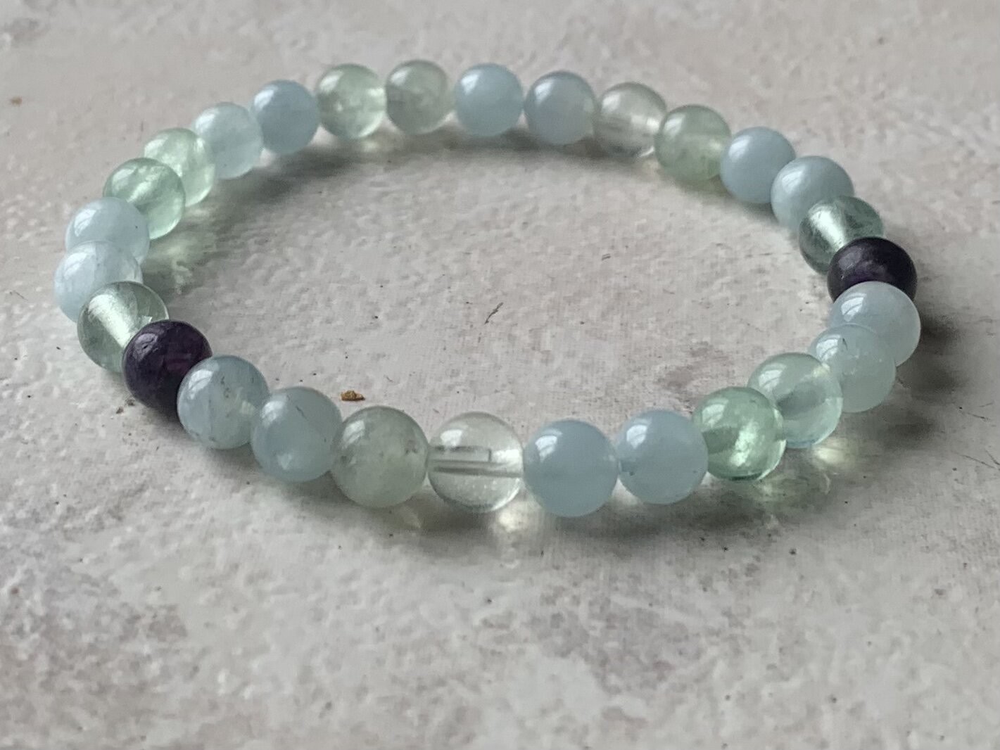 Bracelet Anti allergie Pollen Pierre Naturelle Aigue Marine Fluorite